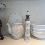 Tiny Wooden Lighthouse made from upcycled bedleg