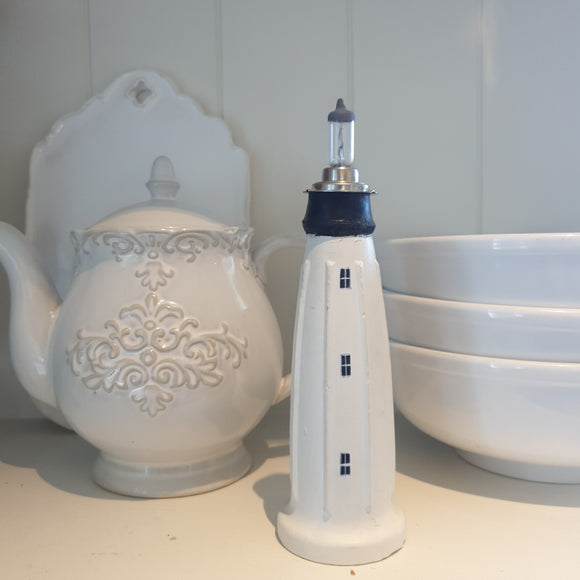 Tiny Wooden Lighthouse made from upcycled bedleg