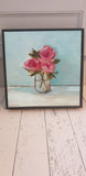 SALE  Jar of Tea Roses - Original Oil 320x 320 Framed