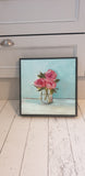 SALE  Jar of Tea Roses - Original Oil 320x 320 Framed