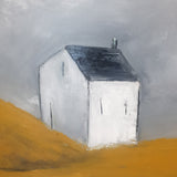 SALE 'Little Cottage in a Ochre Field' Mixed media painting 1000 x 750 mm