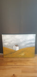 SALE 'Little Cottage in a Ochre Field' Mixed media painting 1000 x 750 mm